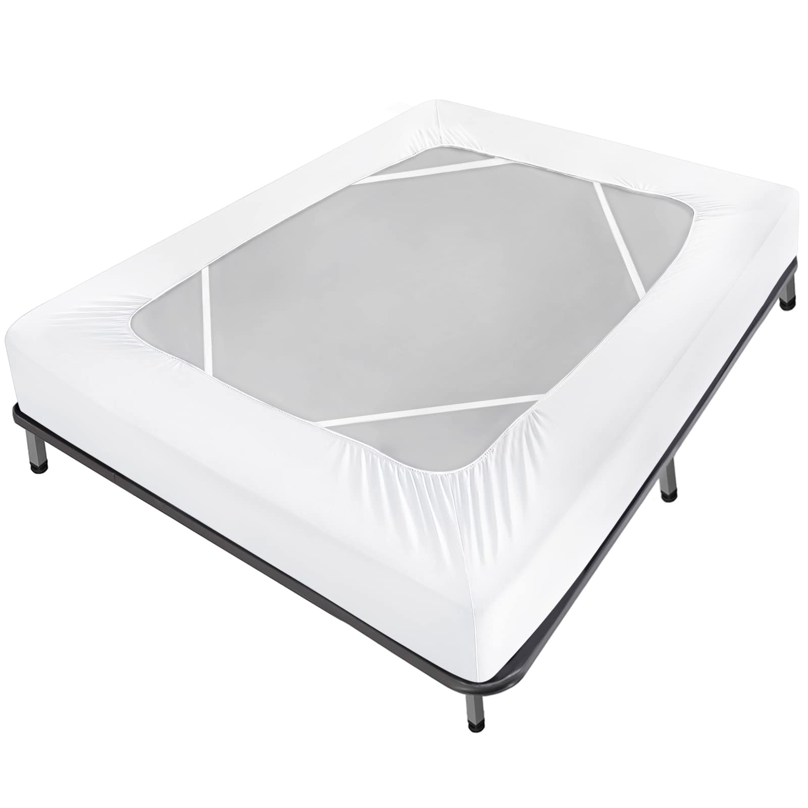 Box Spring Cover Queen Size Bed Skirt Wrap 4 Side Of The Mattress, Stretch & Snug Fit, Ultra Soft, Wrinkle Free, Replacing Bed S