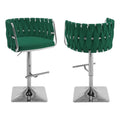Best Quality Furniture Adjustable Emerald Green Velvet Barstools With Square Chrome Base (Set Of 2)