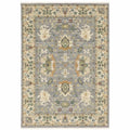 HomeRoots 509294 8 x 11 ft. Gray Ivory Orange Teal Green Charcoal Blue & Red Oriental Power Loom Stain Resistant Rectangle Area Rug with Fringe