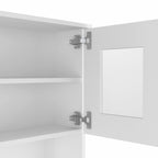 HomeRoots Particle Board White Pantry Cabinet with Two Door Panels and Side Open Shelves