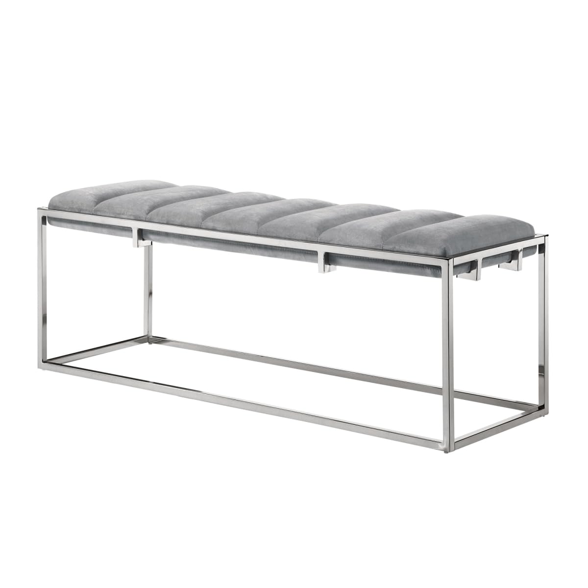 HomeRoots 490956 18.5 x 16.5 x 50 in. Gray & Silver Upholstered Upholstery Bedroom Bench