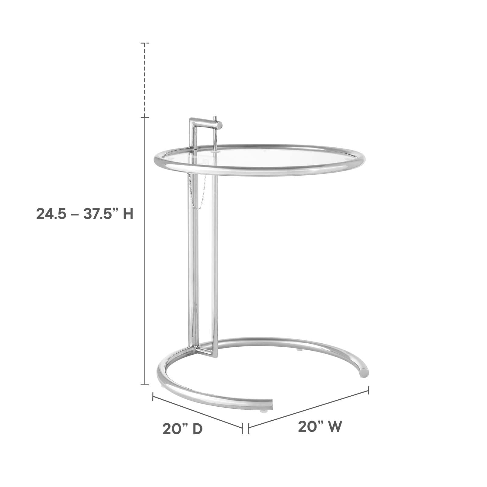 Modway Eileen Chrome Stainless Steel Side End Table