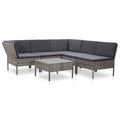 vidaXL 6 Piece Garden Lounge Set with Cushions Poly Rattan Gray