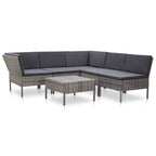 vidaXL 6 Piece Garden Lounge Set with Cushions Poly Rattan Gray