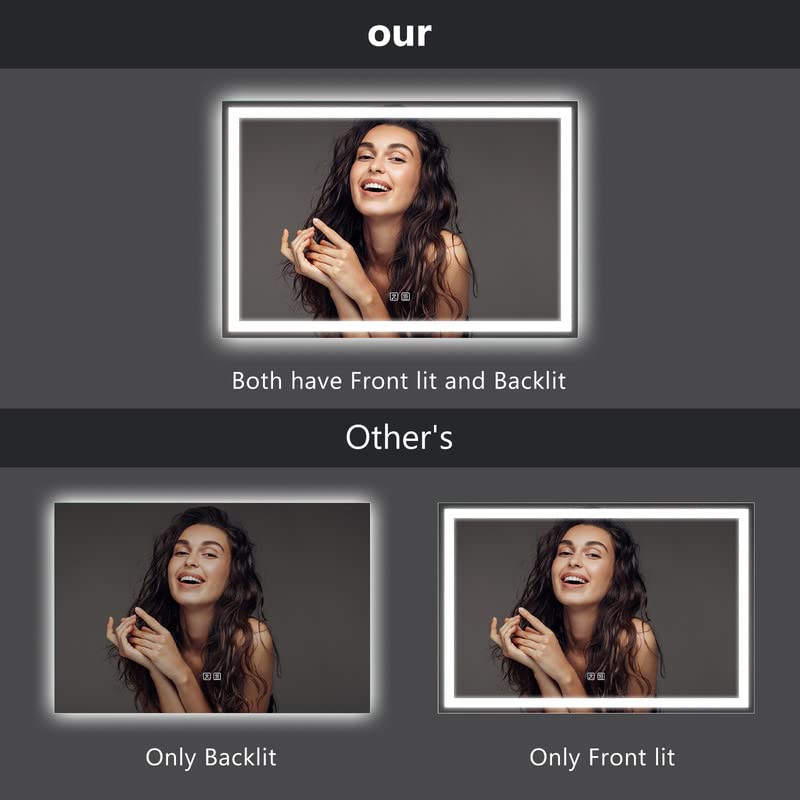 Roomtec 30 * 30 Inch Led Bathroom Mirror With Lights,Smart Dimmable Vanity Mirrors For Wall,Anti-Fog Backlit Lighted Makeup Mirr