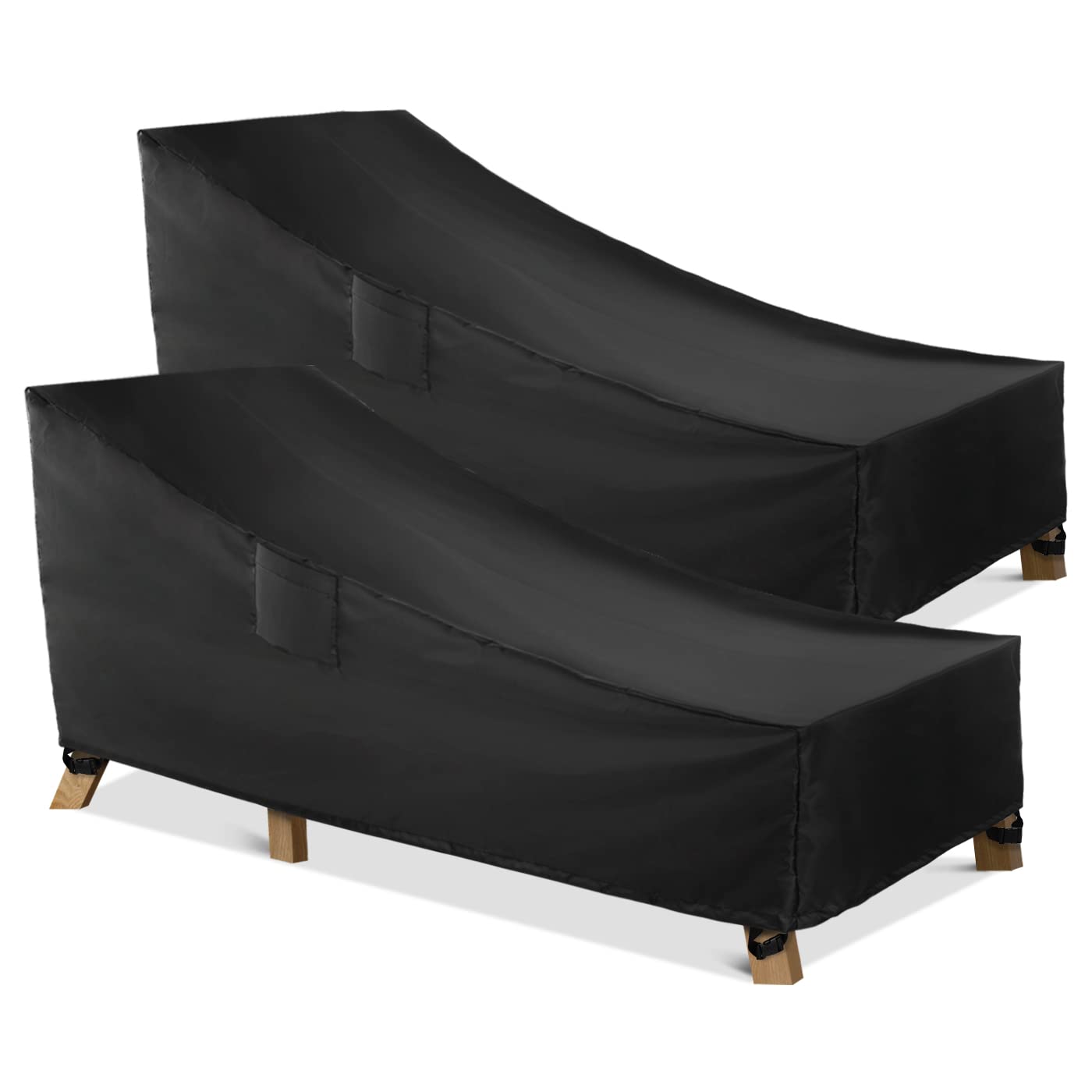Wleafj Patio Chaise Lounge Cover Waterproof, Heavy Duty Outdoor Lounge Chair Covers, Black Durable Patio Furniture Covers, 78L X 34W X 32H Inch - 2 Pack