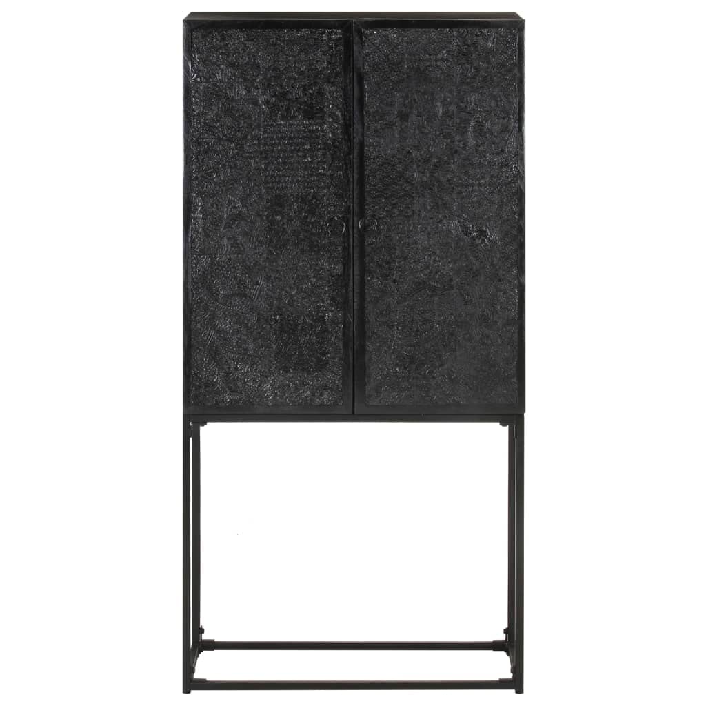 vidaXL Elegant Multipurpose Sideboard, Solid Acacia and Mango Wood Construction, Highboard or Storage Cabinet with 2 Doors and 1 Drawer, Industrial Style, Black