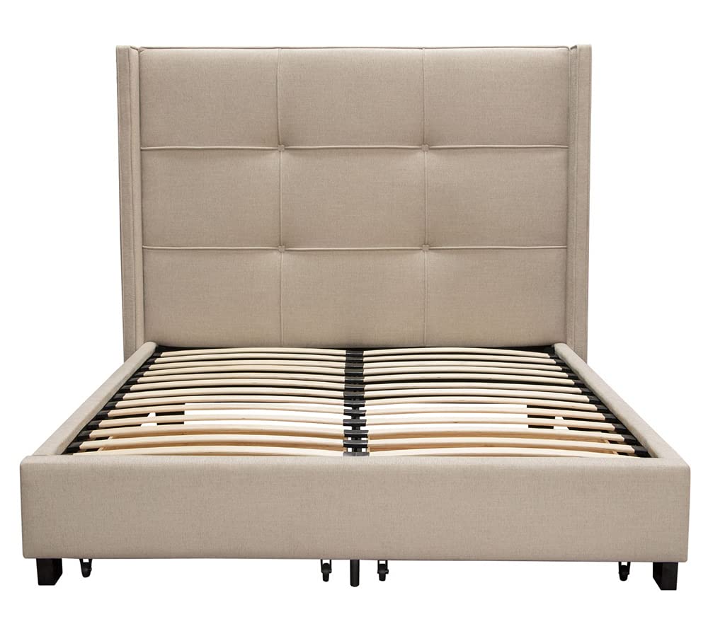 Beverly Sand Fabric Eastern King Bed with Storage - Thumbnail 2