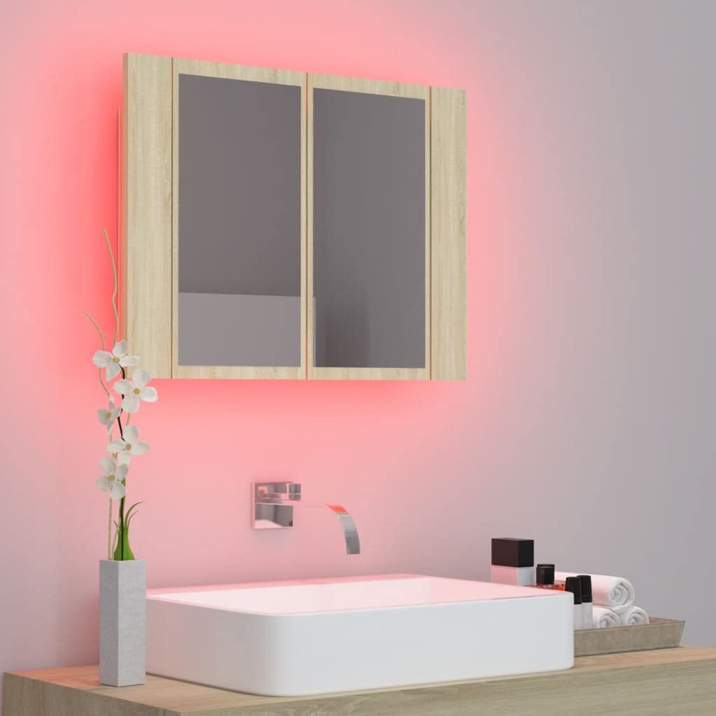 vidaXL LED Bathroom Mirror Cabinet Sonoma Oak 23.6&quot;x4.7&quot;x17.7&quot;