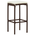 vidaXL 5-Piece Patio Bar Set - Acacia Wood Table & Poly Rattan Bar Stools with Cushions, Brown/Cream for Outdoor Dining