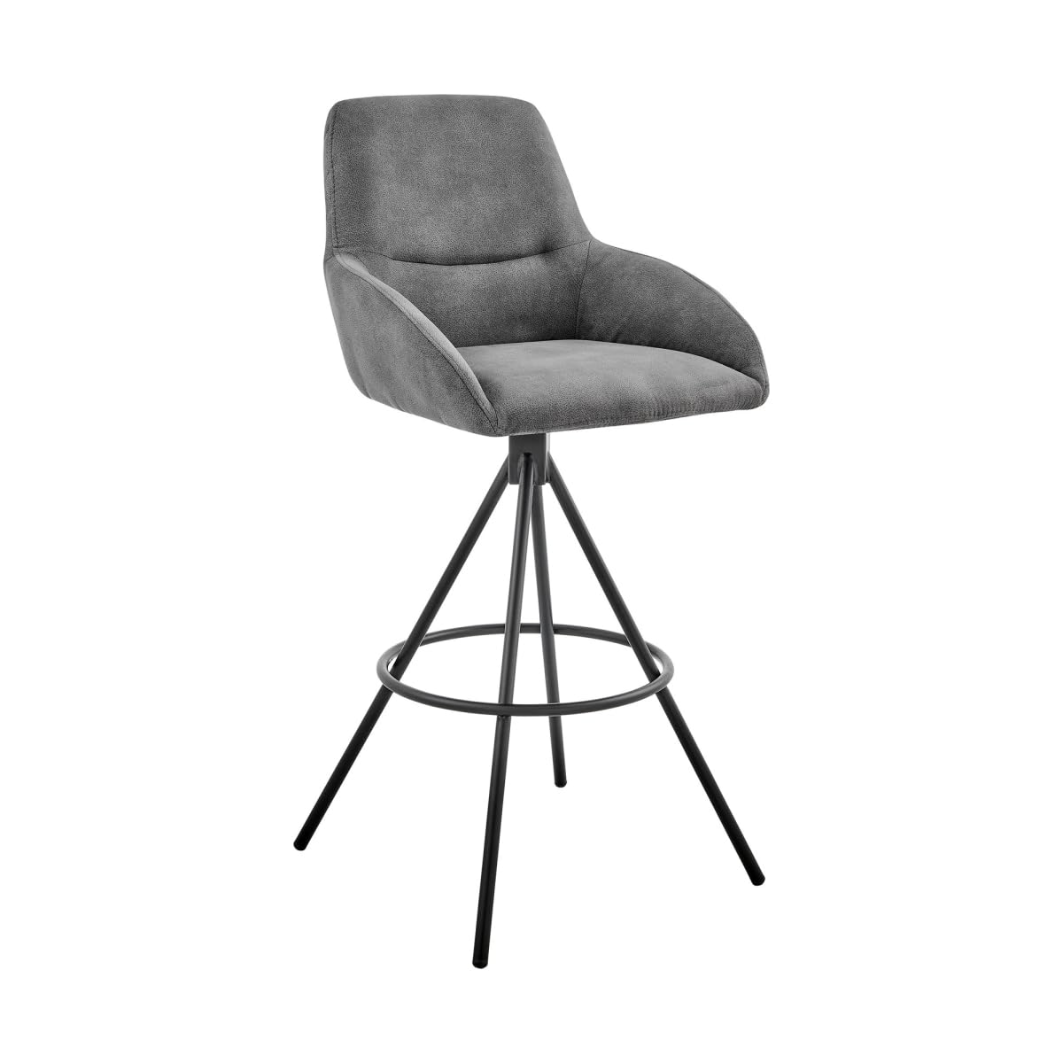 HomeRoots 476962 38 x 20 x 21 in. Charcoal Microfiber & Black Iron Counter Height Bar Chair