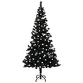 vidaXL Black Artificial Pre-lit Christmas Tree - PVC, Steel Stand, 47.2" Height, 150 LED Lights, USB Connector, Reusable Xmas Decoration