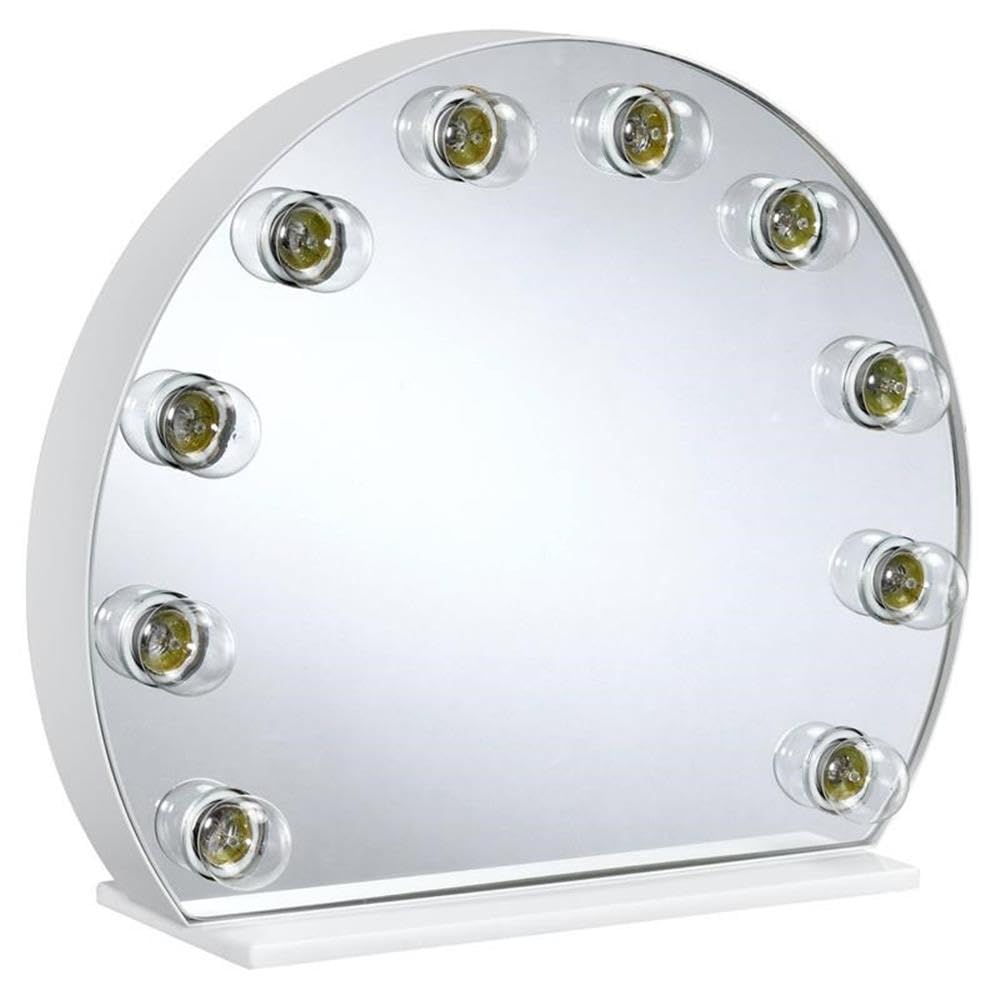 Acme Alma Domed Wooden Frame Accent Mirror with Lighting in White