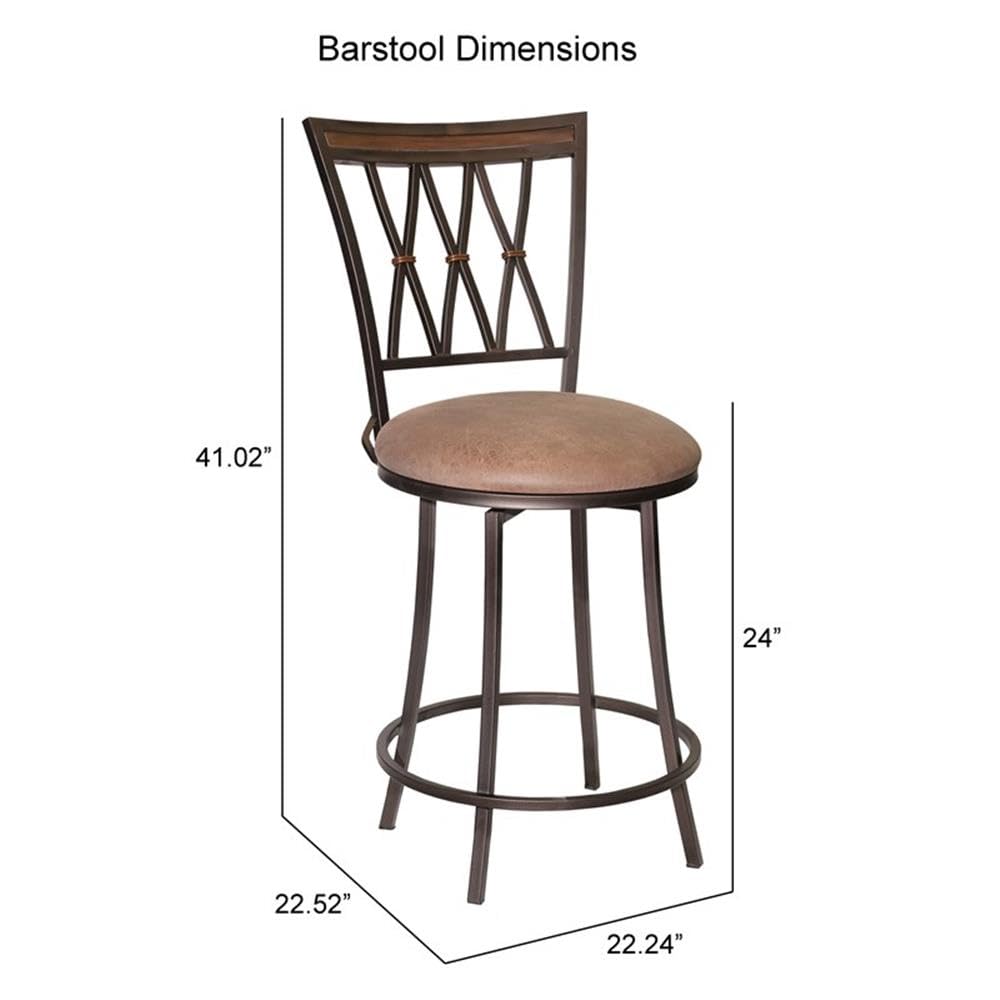 Steve Silver Sedona Swivel Stool Counter Chair, Light Brown, for Kitchen, Dining Room, 360 Degree Swivel, 22.52 x 22.24 x 41.02 in