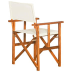 vidaXL Set of 2 Director's Chairs, Foldable Outdoor Seating with Solid Acacia Wood Frame and Fabric Seat and Backrest, Brown and Cream Finish