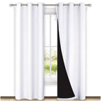 Nicetown White Blackout Curtains 84 Inches Long, Full Light Blocking Drapes With Black Liner For Nursery, Thermal Insulated Drap