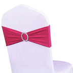 Wensinl Pack Of 100 Wedding Hot Pink Chair Sashes, Elastic Chair Bands With Buckle Slider, Chair Bows For Wedding Decorations, W