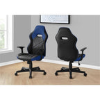 Monarch Specialties 7328, Adjustable Height, Swivel, Ergonomic, Armrests, Computer Desk, Work, Pu, Metal, Office Chair-Gaming Black Blue Leather-Look, 25.5&Quot; L X 25&Quot; W X 42&Quot; H
