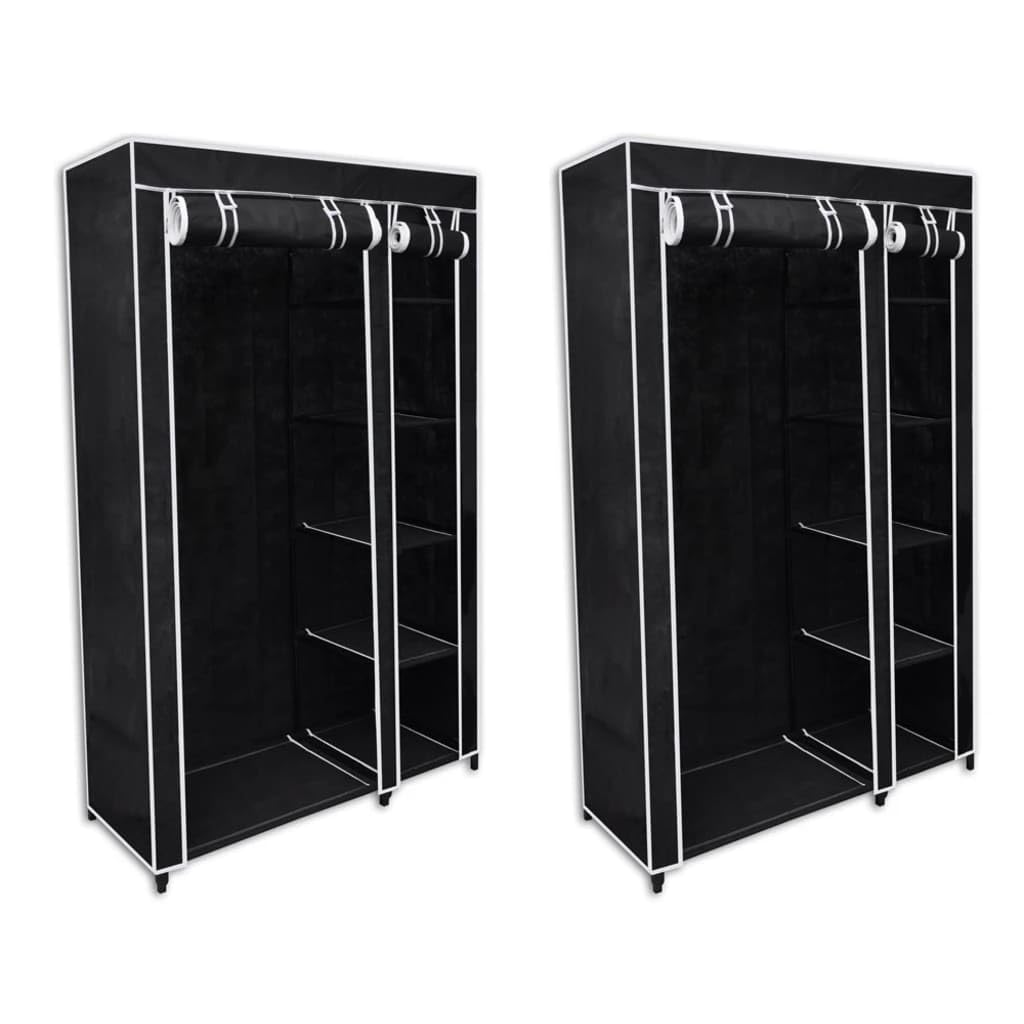 vidaXL 2 pcs 43&quot; Portable Closet Wardrobe Clothes Rack Storage Organizer W/Shelf Black