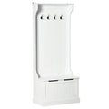 HOMCOM 3-In-1 Entryway Hall Tree with Storage Bench, Coat Rack with Four Hooks, and Shoe Storage, White