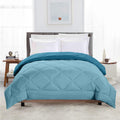 TundwalS Microfiber Reversible Solid Extra Comfort & Soft Comforter||Blanket Double Bed 210 Gsm Quilt Sky Blue  Tea Green1 (Pi