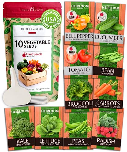 2,000+ Vegetable Seeds For Planting - 10 Heirloom Seeds For Planting Vegetables Indoors Or Outdoors: Non-Gmo Kale, Lettuce, Toma