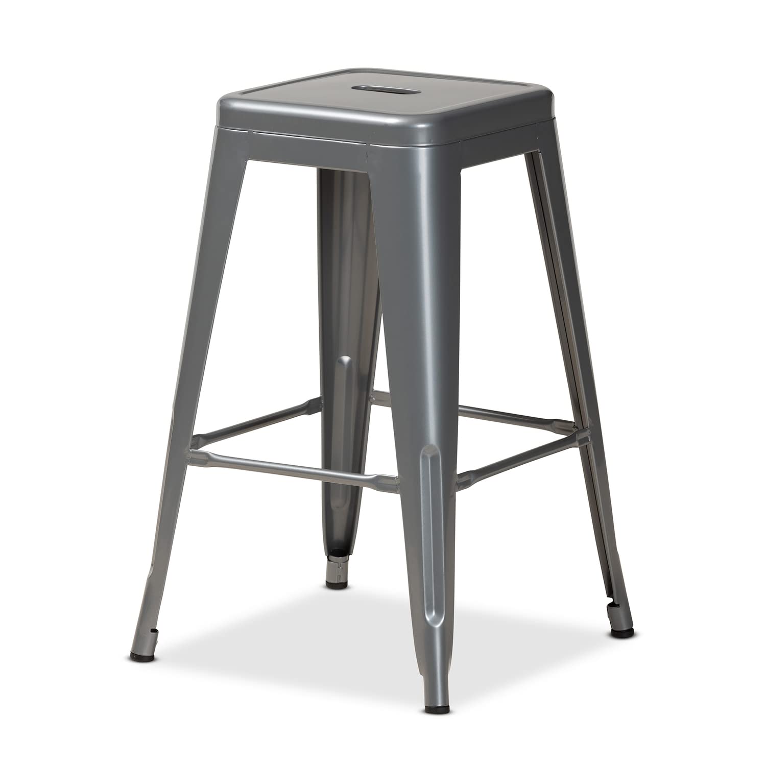 Baxton Studio Horton Modern and Contemporary Industrial Grey Finished Metal 4-Piece Stackable Counter Stool Set