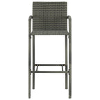 vidaXL 2-Piece Bar Stools Set with Footrest, Indoor/Outdoor Seating Chairs, Weather-Resistant Poly Rattan, Gray, Modern Design