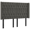 Vidaxl Led Headboard Home Indoor Bedroom Bed Accessory Upholstered Bed Header Furniture With Led Dark Gray 57.9"X6.3"X46.5"/50.4" Velvet