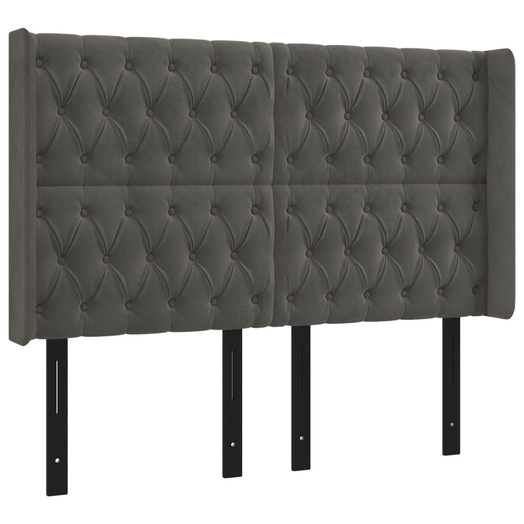 Vidaxl Led Headboard Home Indoor Bedroom Bed Accessory Upholstered Bed Header Furniture With Led Dark Gray 57.9"X6.3"X46.5"/50.4" Velvet
