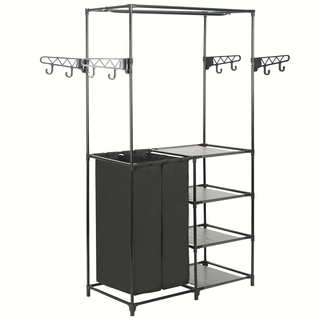 vidaXL Minimalistic Black Clothes Rack with Steel and Non-Woven Fabric 34.3&quot;x17.3&quot;x62.2&quot; - Lightweight, Sturdy, and Spacious with Easy Assembly - Suitable for Bedroom or Bathroom