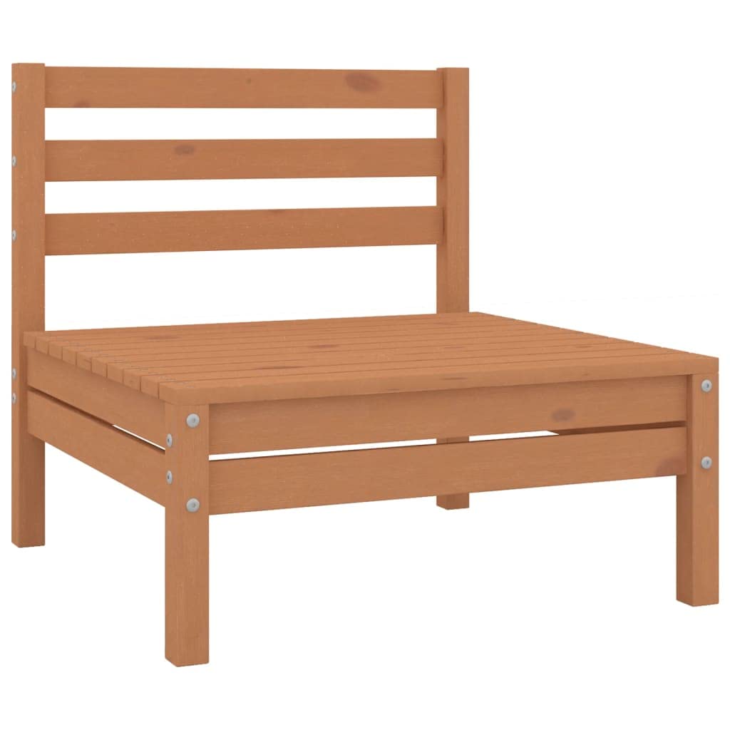 vidaXL Solid Pinewood Patio Lounge Set 7 Piece Garden Outdoor Terrance Backyard Furniture Set Wooden Lounge Sofa Seating Chair Seat Honey Brown