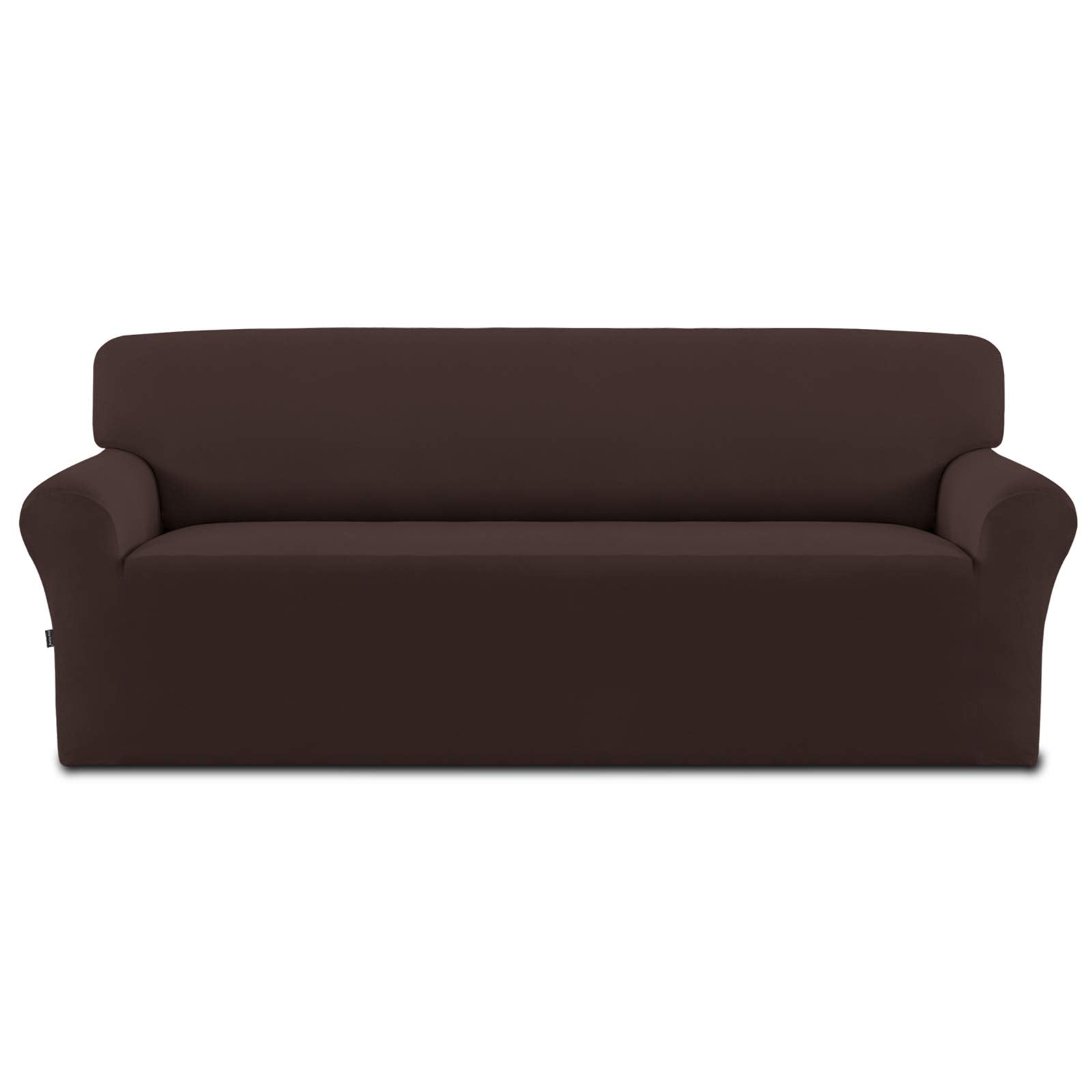 Easy-Going Fleece Stretch Sofa Slipcover Spandex Non-Slip Soft Couch Sofa Cover, Washable Furniture Protector With Anti-Skid Foam And Elastic Bottom For Kids, Pets(Oversized Sofa, Chocolate)
