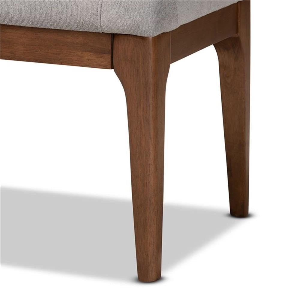 Baxton Studio Walsh Mid-Century Modern Grey Fabric Upholstered and Walnut Brown Finished Wood Dining Bench