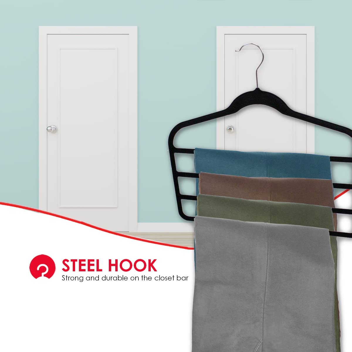 Home Basics Pant Closet (Pack Of 3), Black Trouser Hanger