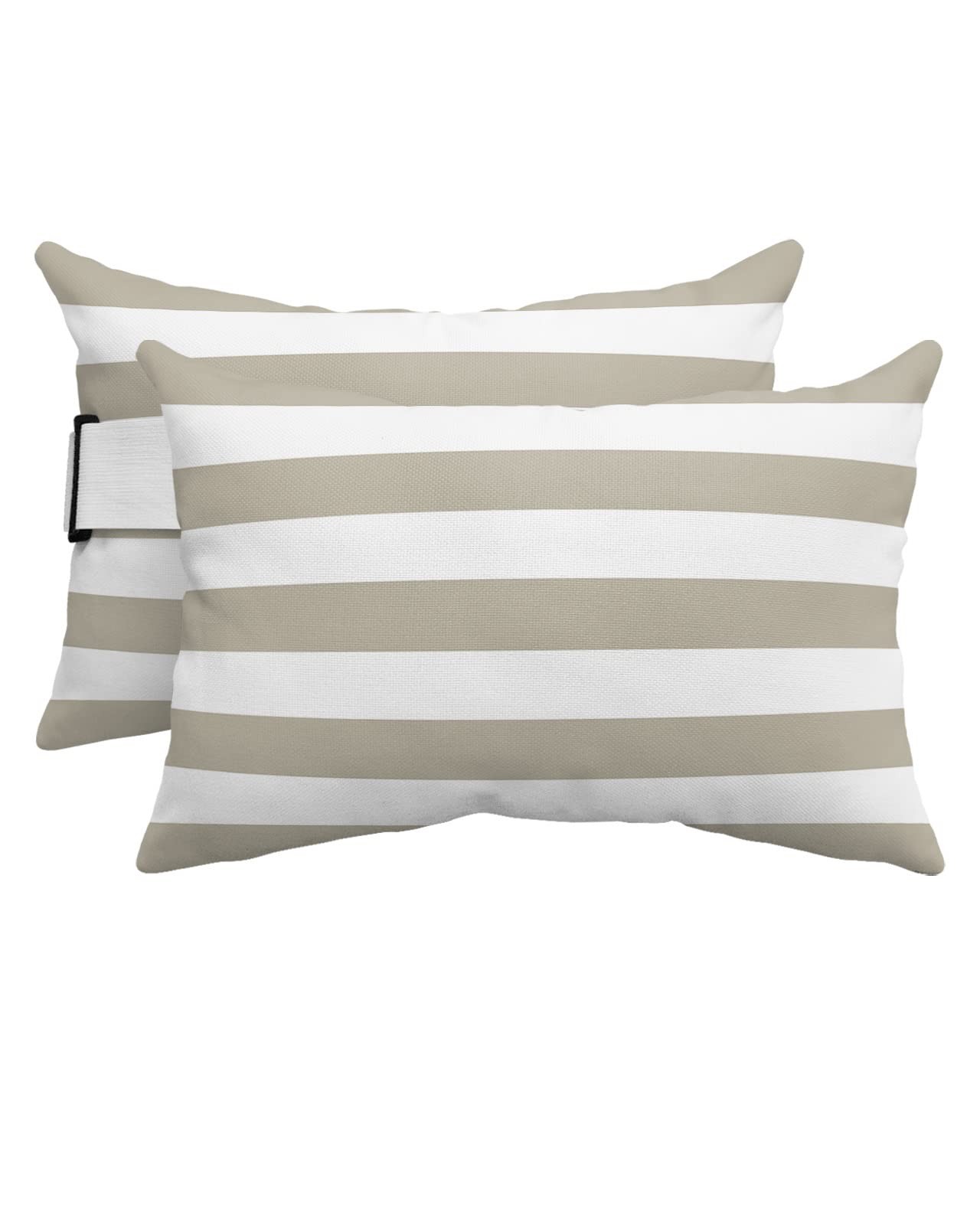 T&H Xhome Outdoor Pillow For Chaise Lounge Chair, Beige And White Stripe Waterproof Headrest Pillow Lumbar Pillows With Adjustab