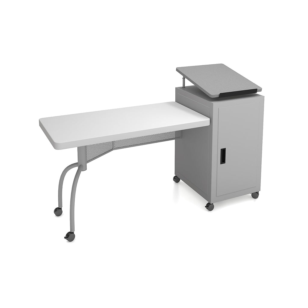 Oklahoma Sound Edupod Series Adjustable 37-Inch -45-Inch H, Teacher'S Desk Lectern Combo, Grey Hammer Tone (Edpd)
