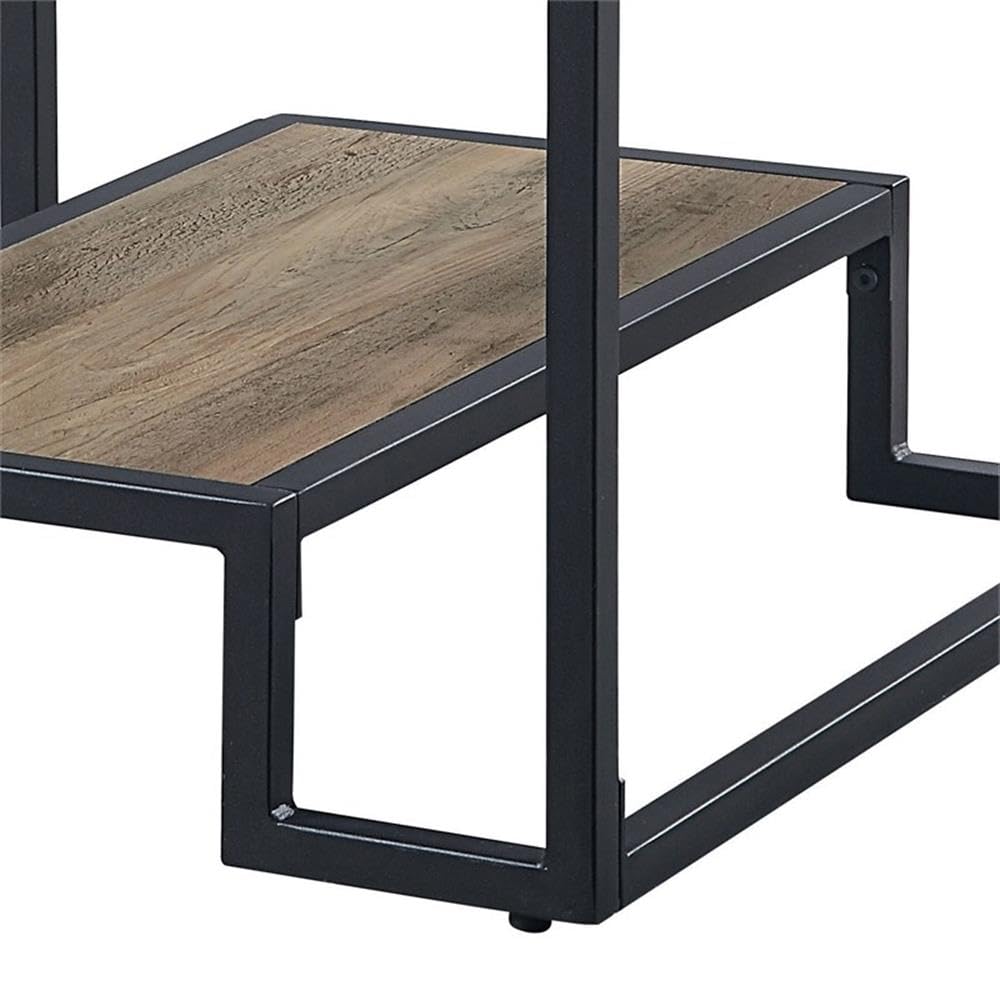 Acme Idella Wooden End Table in Rustic Oak and Black Finish