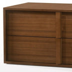 HomeRoots Veneer, Solid Wood Modern Walnut Nightstand with Two Integrated Drawers