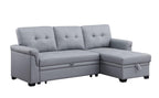 Lilola Home Lexi 83.5" W Gray Vegan Leather Modern Reversible Sleeper Sectional Sofa with Storage Chaise