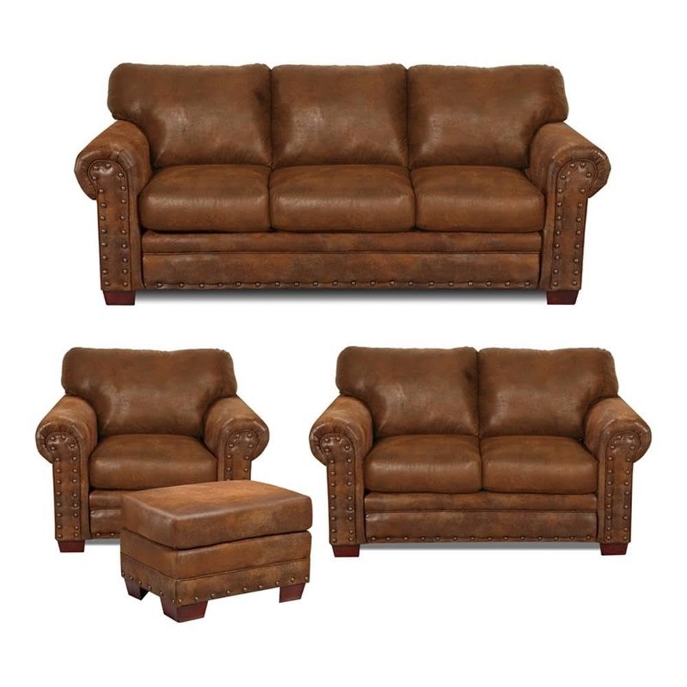 American Furniture Classics Model Buckskin 4-Piece Set Sofa Group Pinto Brown