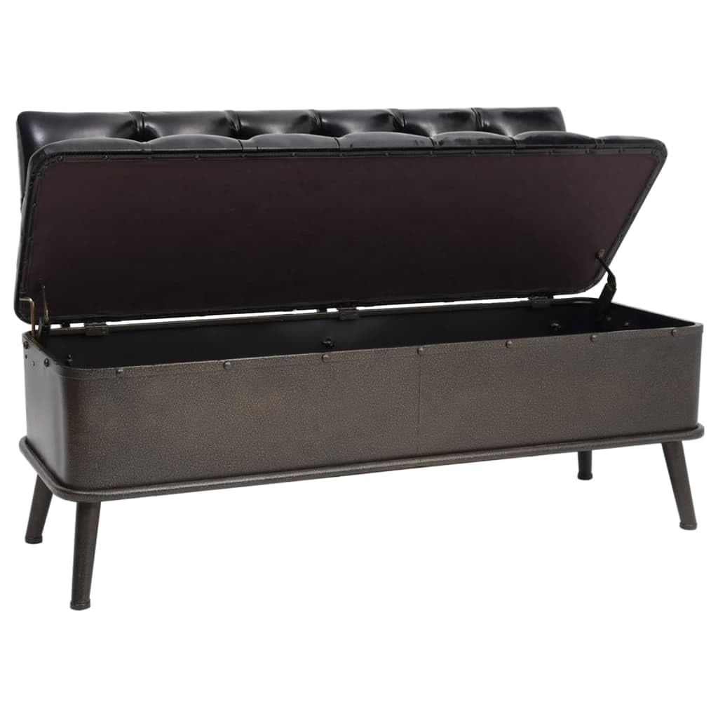 vidaXL Storage Bench with Backrest in Black Faux Leather - Versatile Furniture for Hallway or Living Room, Comfortable Seating with Ample Storage Space