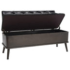 vidaXL Storage Bench with Backrest in Black Faux Leather - Versatile Furniture for Hallway or Living Room, Comfortable Seating with Ample Storage Space