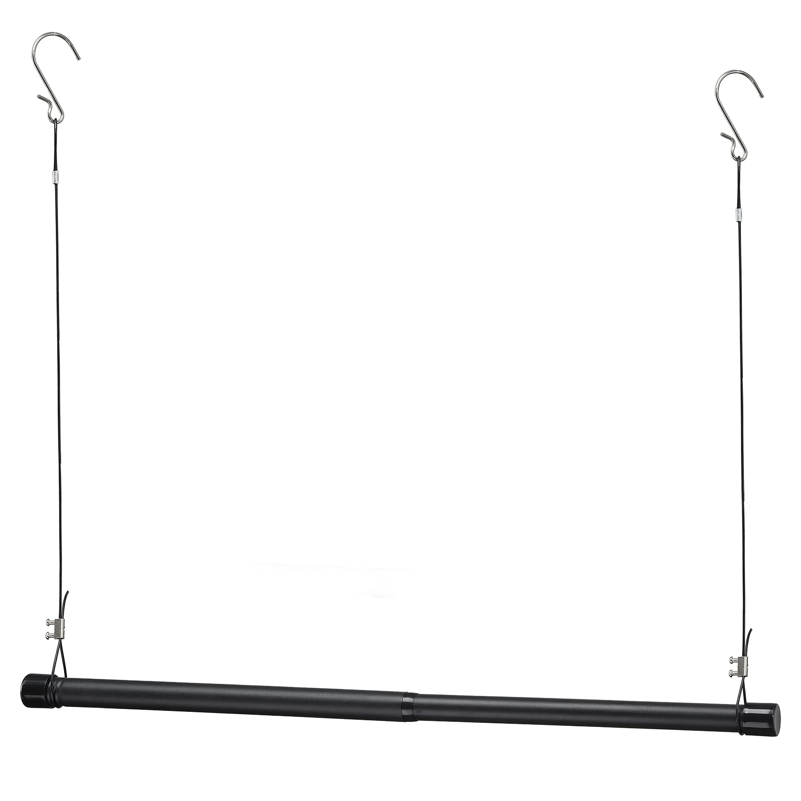 Hanging Closet Rod,15-50 Inch Adjustable Closet Hanging Organizer,35 Inch Height Space-Saving Clothes Hanging Bar,Black Closet R