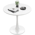 Recximi White Round Dining Table for 2, 24 Inch Small Tulip Table with Metal Pedestal for Living Room, Mid Century Modern Table 