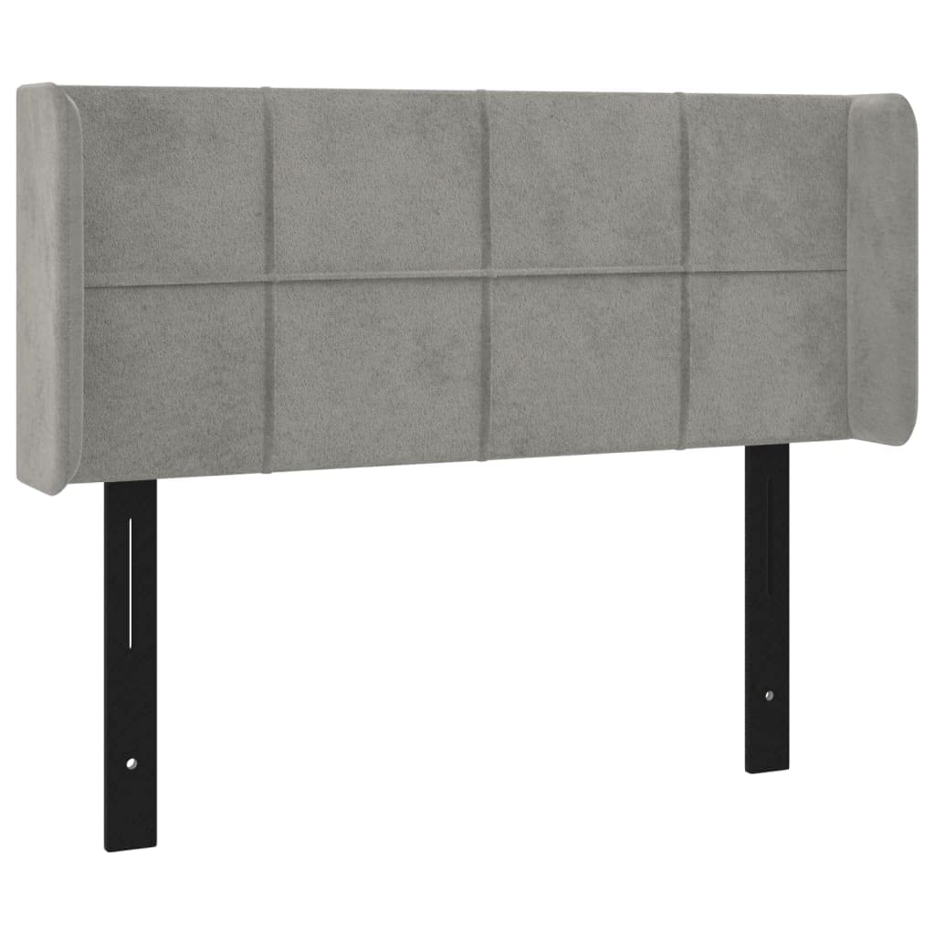 vidaXL LED Headboard, Upholstered Headboard for Bed Home, Bed Headboard with LED Light, Bedroom Furniture, Light Gray 40.6&quot;x6.3&quot;x30.7&quot;/34.6&quot; Velvet