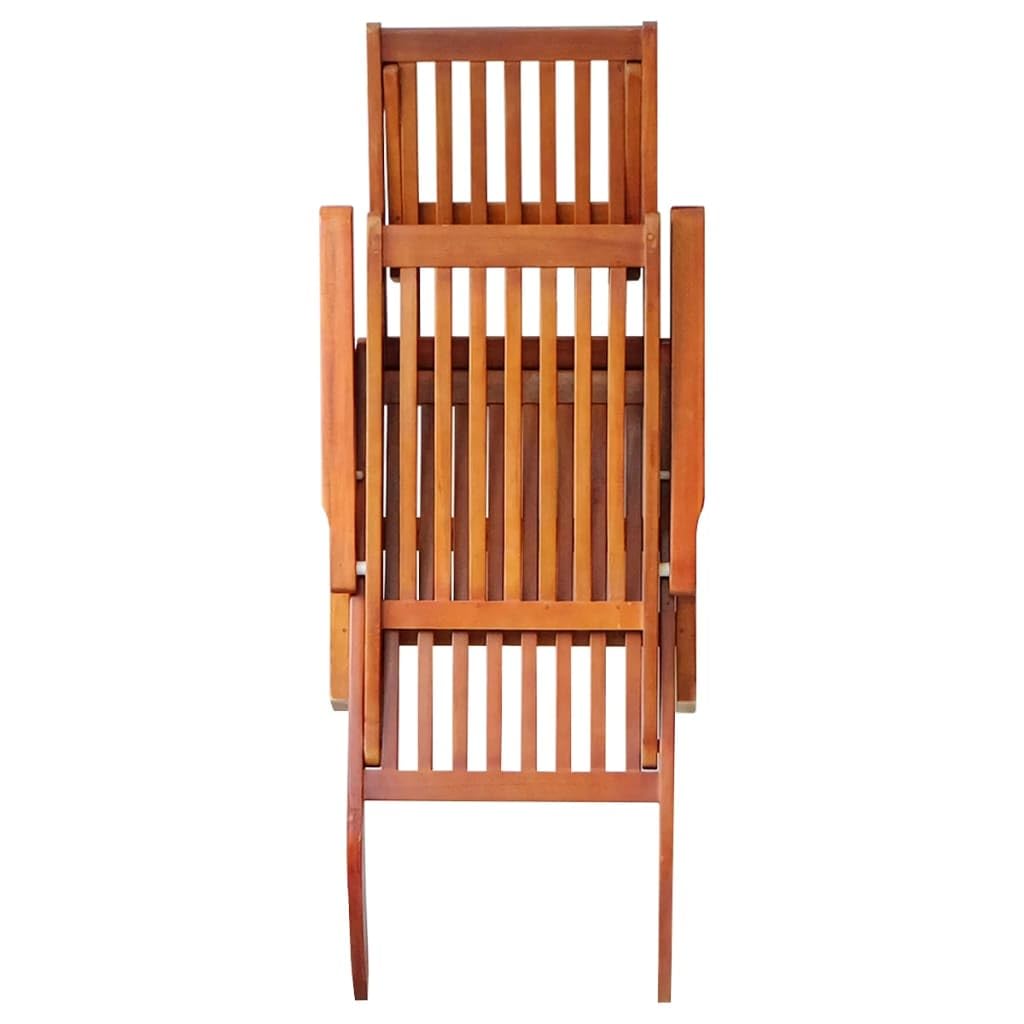 vidaXL Solid Acacia Wood Deck Chair - Adjustable Patio/Garden Sun Lounger with Footrest & Cushion, Indoor/Outdoor, Foldable