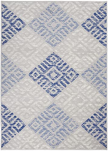 HomeRoots Grey Blue 100% Polypropylene 4’ x 6’ Gray and Blue Diamonds Area Rug