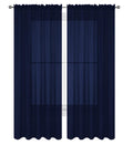 Decotex 2 Piece Solid Elegant Sheer Curtains Fully Stitched Panels Window Treatment Drape (54'' X 95'', Navy Blue)