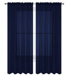 Decotex 2 Piece Solid Elegant Sheer Curtains Fully Stitched Panels Window Treatment Drape (54'' X 95'', Navy Blue)